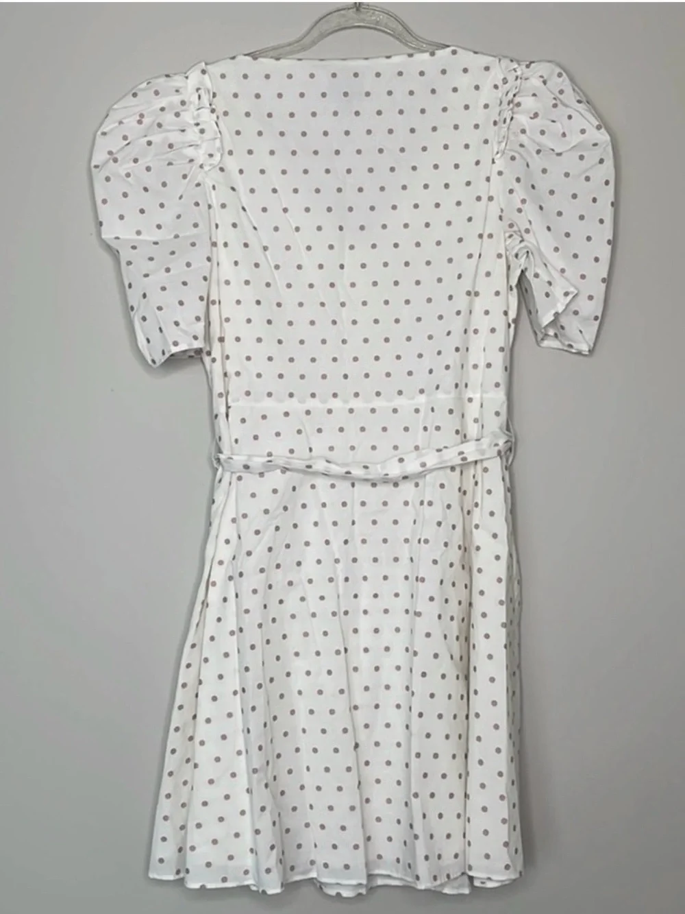 NWT Kate Spade New York dot cotton mini dress self-tie waist puff sleeves size s